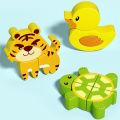 Early Learning Toys 4 in 3D Wooden Puzzles Educational Cartoon Wooden Rainbow Blocks Puzzle Animal High Quality Wooden Puzzle Toy Baby. 