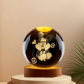 Birthday Gift Night Light Doll Anime Disney 6cm Mickey Mouse Crystal Ball 3D Minnie Mouse Light Base Kawaii Crystal Glass Ball Kids. 