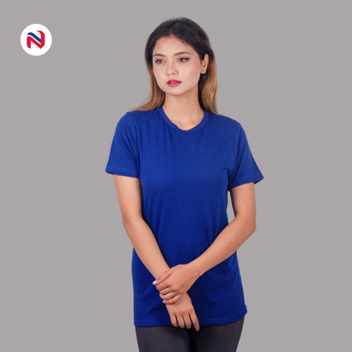 Nyptra%20Royal%20Blue%20Plain%20Oversize%20Solid%20Cotton%20T-Shirt%20For%20Women%20-%20Fashion%20%7C%20T-Shirts%20For%20Women%20%7C%20Women's%20Wear%20%7C%20-%20Image%203