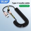 New models on sale Olaf USB C to 3.5mm Jack Audio Cable Elbow Spring Retractable Male to Male AUX Cable Adapter For Phone Car Speaker. 