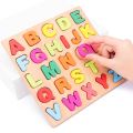 ABC Alphabet Digital Puzzle Wooden Toys Kid Number Letter Shape Matching Jigsaw Board. 