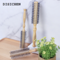 DISICHEN 【2025 Version】 Mini Round Nylon Hairbrush Curly Hair Styling Comb Rolling Comb Round Brush for Thin or Short Hair Men with Wooden Handle. 