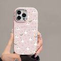 Little Fresh Blue Flower Puppy Graffiti Cover Compatible for IPhone 15 11 14 13 12 Pro Max 7Plus XR XS Max X 7 8 Plus SE Macron Plating Metal Lens Case. 