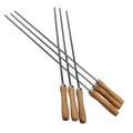 CGearuppt Kebab BBQ Stainless Steel Skewers with Wooden Handles Flat Reusable Metal Skewer Sticks with Storage Pouch 6Pcs. 