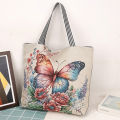 Women's Butterfly 3D Embroidered Large Capacity Shoulder Bag Tote Handbag Mommy Shopping Canvas Bag. 