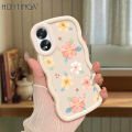 Hontinga for OPPO A18 A38 Back Cover Beautiful Flowers Pattern Luxury Soft Silicone Macaron Wave Mobile Case. 