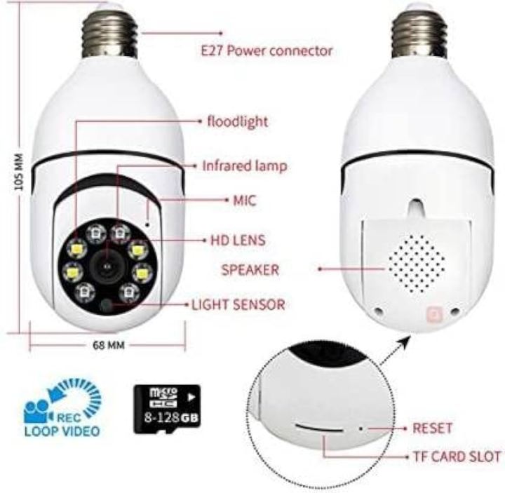 Wi-Fi Panorama Bulb 360 Camera 1MP / 2MP