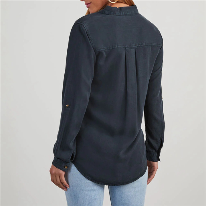 Lapel%20Casual%20Female%20Tops%20Navy%20Blue%20XL%20-%20Image%205