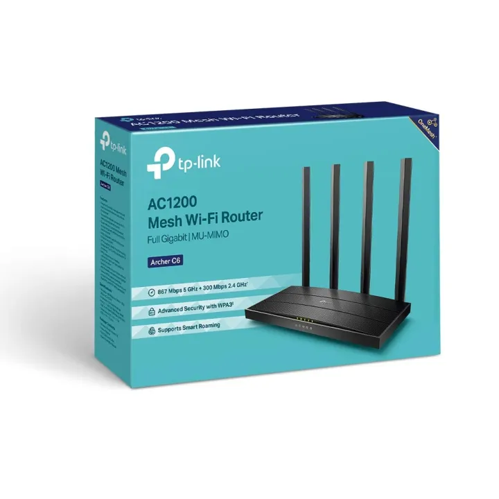 TP-Link%20Router%20AC1200%20Archer%20C6%20Wi-Fi%20Speed%20Up%20To%20867%20Mbps/5%20GHz%20+%20300%20Mbps/2.4%20GHz%20,%205%20Gigabit%20Ports,%204%20External%20Antennas%20,%20MU-MIMO,%20Dual%20Band%20-%20Image%204