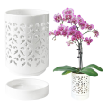 ZOROOM 2X Orchid Pots with Holes,4 Inch Ceramic Orchid Pot for Repotting, Flower Planter Pot Indoor Outdoor, Breathable White. 