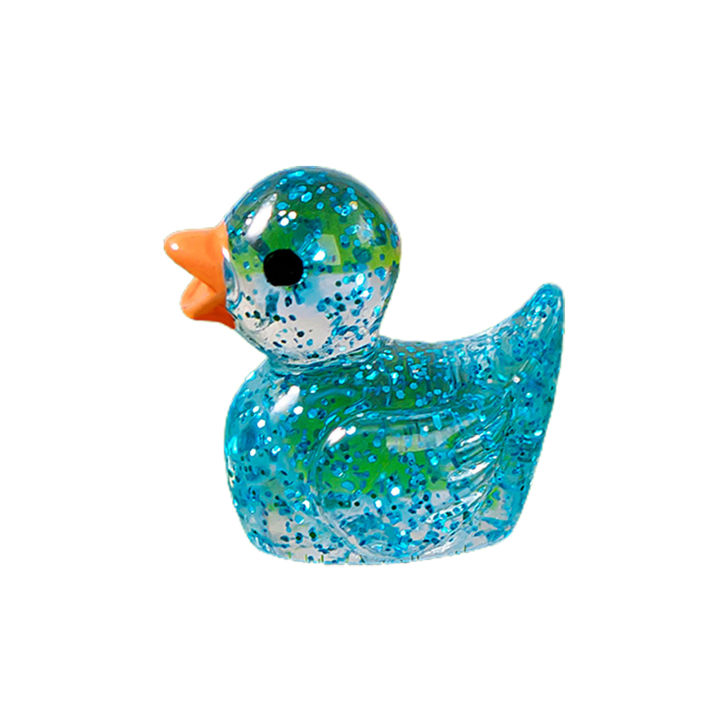 Mini Glitter Clear Duck Ornament Cute Resin Craft Desktop Colorful Duck Figure Figurine Statue Dollhouse Garden Microlandscape Decoration