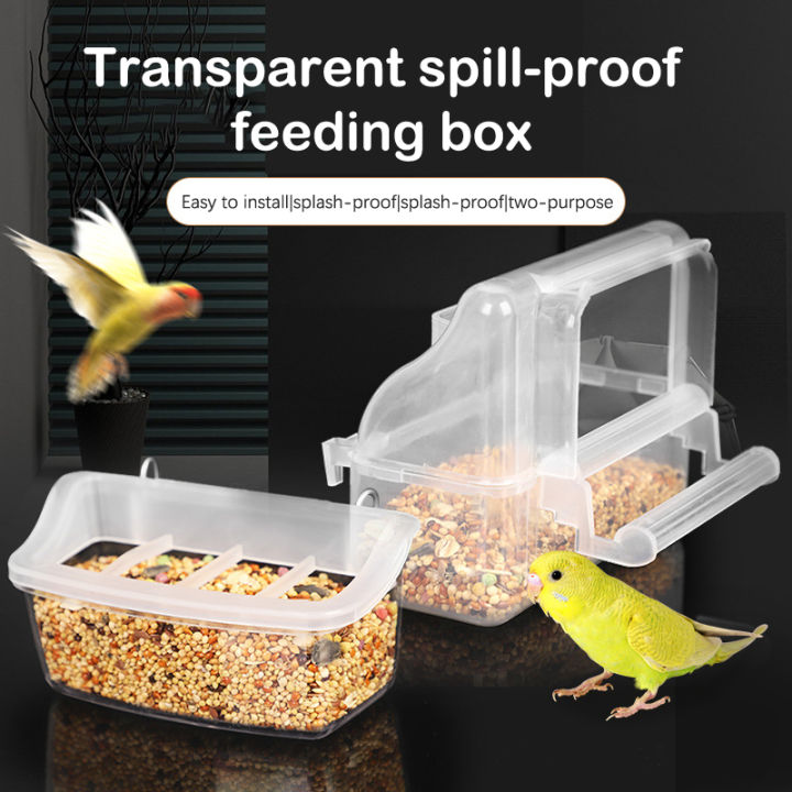 Parrot Feeder Drinker Bird Supplies Bird Cage Parrot Birds Water Hanging Bowl Feeder Box Pet Cage Plastic Food Container Netiie