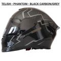 NEW TELISH CARBON PRINT BLACK FULL FACE HELMET WITH NIGHT VISION BLACK VISOR | ABS MATERIAL DOT & ISI CERTIFIED FULL FACE MOTORCYCLE HELMET | RIDERS CHOICE NEPAL. 
