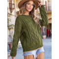 Women'S Fall Winter Fashion Round Neck Long Sleeve Colorblock Sweater Tops Chunky Knit Pullover Sweaters. 