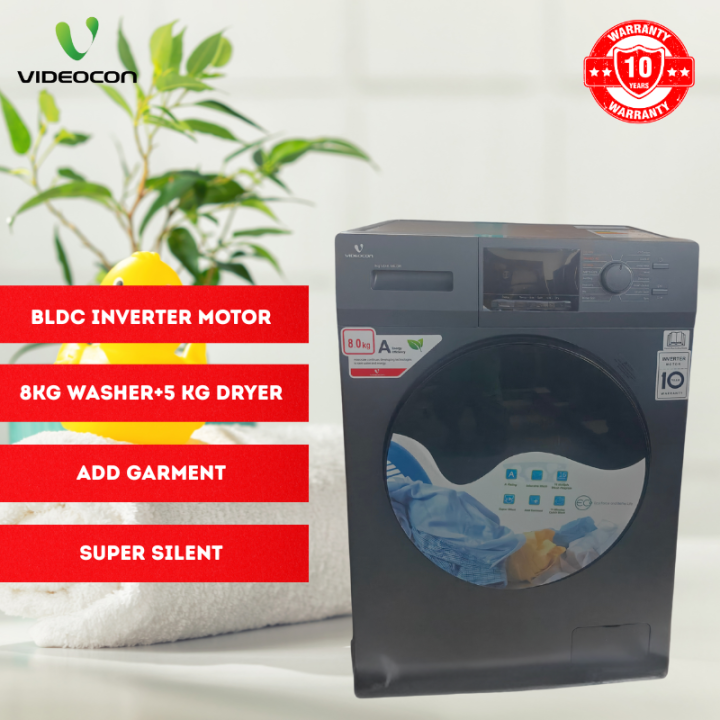 Videocon 8/5 Kg Washer Dryer Front Loading Fully Automatic Washing Machine With BLDC Inverter Motor (VD-8.5BLDR)