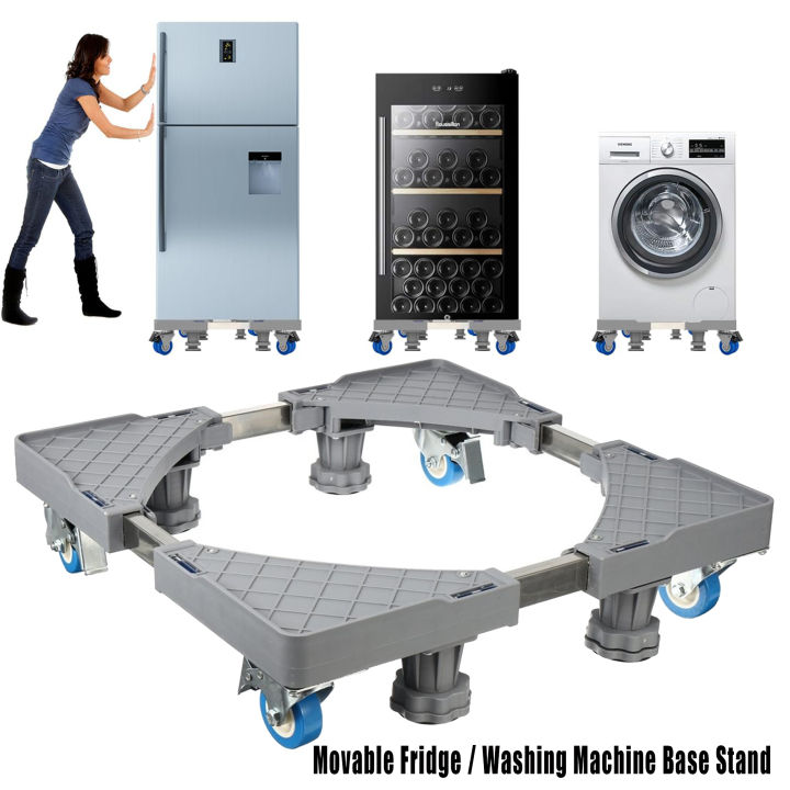 Movable Adjustable Washing Machine & Refrigerator Base Stand – Heavy Duty Appliance Trolley with Wheels for Fridge, Dryer & Washer Support | Fridge Stand | Washing Machine Stand | Base Stand