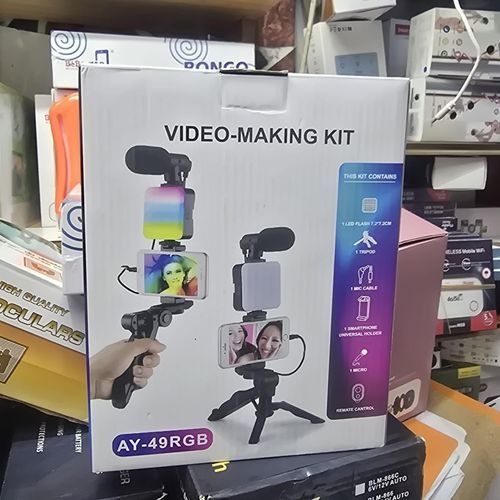 RGB AY-49 RGB LED Vlogging Kit with Lightweight Tripod, High-Sensitivity Microphone