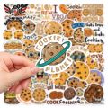 50Pcs Stationery Stickers Cartoon Cookies Stickers Waterproof Durable Dessert Stickers for Scrapbook Phone Laptop. 