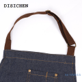 DISICHEN 2025 New 1pc Cotton Adults Denim Blue Cooking Kitchen Restaurant Work Bib Apron Dress with Pocket 71*65cm. 