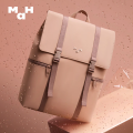MAH SIRO PU Leather Waterproof Travel Backpack With 14-Inch Laptop Compartment For Unisex. 