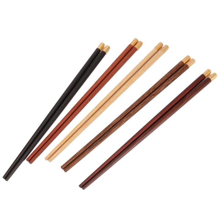 5%20Pair%20Elegant%20Wooden%20Portable%20Chopsticks%20Paint%20Free%20Wax%20Free%20Wooden%20Chopstick%20Smooth%20Copper%20Inlaid%20Head%20Dining%20Chopsticks%20Hotel%20-%20Image%204