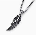 【Hottest Trends】Vintage Angel Wings Necklace Men's Trendy High-end Personalized Clavicle Chain Punk Style Imitation Thai Silver Feather Pendant. 