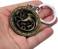 Game Of Thrones Got Targaryen Fire And Blood Three-Headed Dragon Metal Keychain Revolving  Rotating Keyring. 