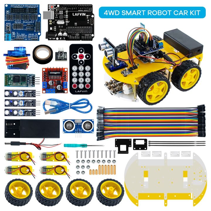 LAFVIN Robot Car Kit for Arduino for UNO R3 Programming Project 4WD Robotic Kit DIY Automation Toy Car Set with Tutorial