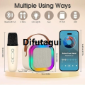 Difutagui A microphone includes a compatible bluetooth light LEDRGB with cara Fashion portable K12 mini OK microphone and speaker, speaker microphone (. 