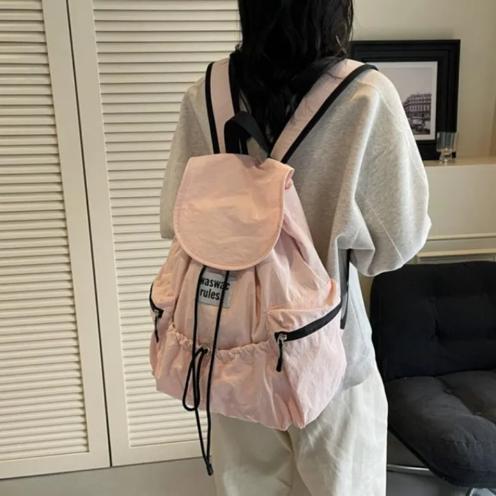 Simple%20Solid%20Color%20Drawsting%20Backpacks%20Nylon%20Light%20Weight%20Ruched%20Shoulder%20Bags%20Large%20Capacity%20Casual%20Student%20Schoolbag%20Outdoor%20-%20Image%204