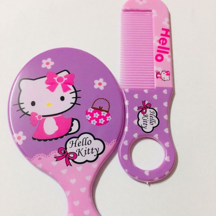 Small Size Hello Kitty Comb And Mirror For Kids Learning Self Combing
