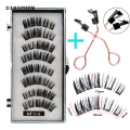 DISICHEN Luxury 8 pcs/2 pairs magnetic eyelashes with 5 magnets, reusable handmade 3D mink false eyelashes natural with magnetic tweezers. 