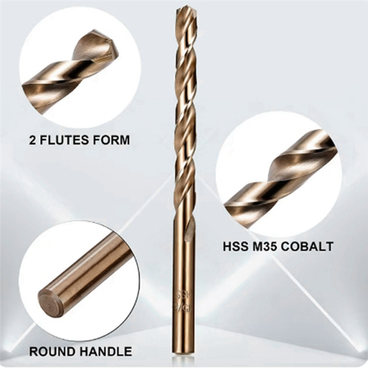 Cobalt Drill Bits Set M35 High Speed Steel Twist Jobber Length for ...