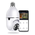 Shoppoint  WiFi Bulb CCTV Camera 4MP | 360&deg; Dual Lens PTZ Smart Security Camera with Night Vision Motion Alert Two Way Audio SD Support. 