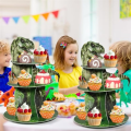2 Piece 3 Tier Cupcake Stand Party Decorations Dinosaur Theme Cupcake Holder Decorations As Shown Dinosaur Dessert Tower for Kids. 