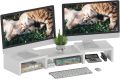 Kamakhya Shopping  Adjustable Dual Monitor Riser - Desktop Stand With Storage for Laptops, TVs, PCs and Printers - White. 