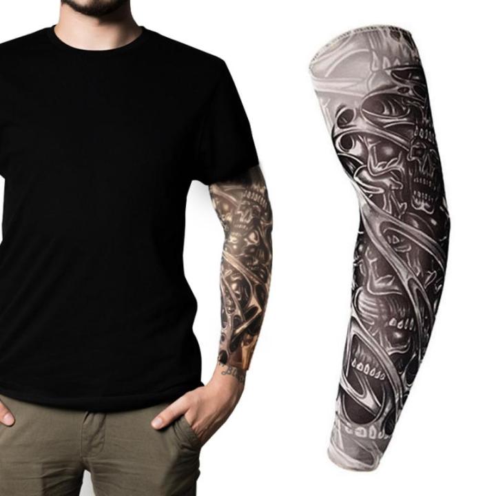 Temporary%20Tattoo%20Sleeves%20Tattoos%20Full%20Long%20Slip%20On%20Arm%20Tattoo%20Sleeve%20Kit%20Men%20Elastic%20Nylon%20Glove%20Tattoos%20Black%20Skull%20Design%20-%20Image%202