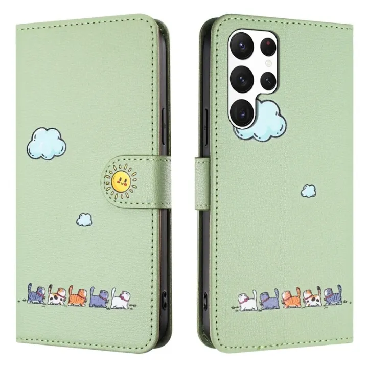 HOCE%20Fashion%20Kawaii%20Cat%20Wallet%20Phone%20Case%20for%20Samsung%20Galaxy%20S25%20S24%20S23%20Ultra%20S22%20Plus%20S21%20FE%20S20%20A20E%20A12%20A52%20Cases%20Leather%20Flip%20Cartoon%20Protective%20Cover%20-%20Image%202