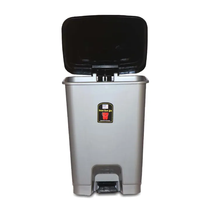 Plastic%20Square%20Super%20Strong%20Pedal%20Dustbin%2025%20Litre%20-%20Grey%20-%20Image%202