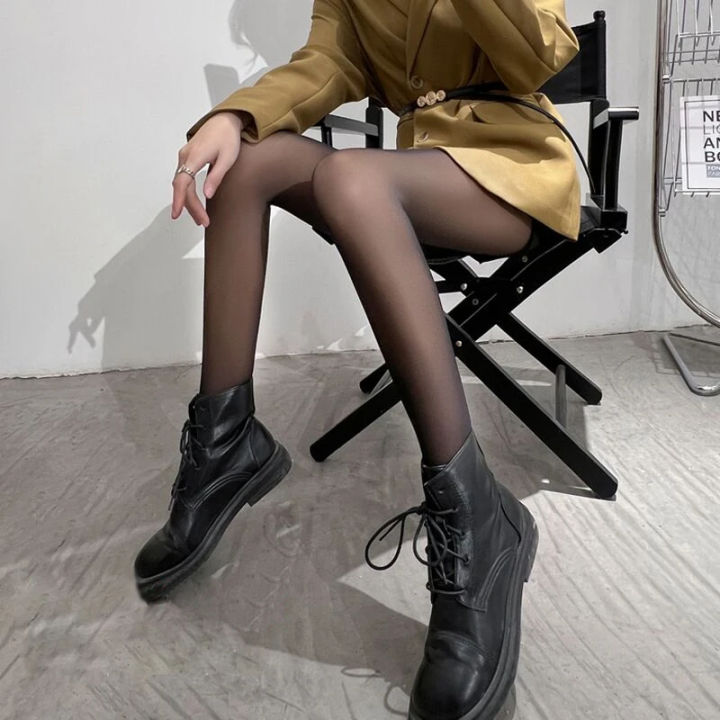 Spunky Add-ons Winter Warm Tights Women Elastic Black Casual Fashion Velvet Thick Tights Lace Double Layer Stretchy Bottom