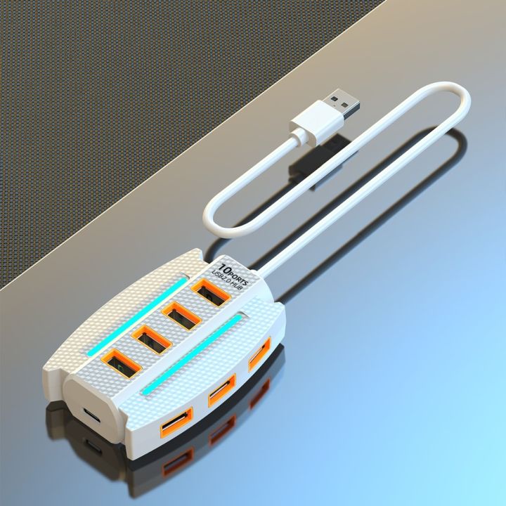 New%2010%20Ports%20USB%202.0%20Splitter%20With%20RGB%20Light%20Multiple%20USB%20Adapter%20Hub%20Expander%205Gbps%20High%20Speed%20USB%20Docking%20Station%20Laptop%20Computer%20PC%20-%20Image%209