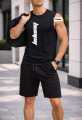 (Set of 2) Men’s Summer Sporty Tracksuit Set – 2-Piece Breathable Workout T-Shirt & Mesh Shorts | Lightweight Casual Gym Wear & Running Sports Kit for Men. 