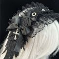 Gothic style Sweet Lolita Lace Headband Jk Kawaii Ruffled Hairband Hair Accessories Ribbon Bow Anime Maid Cosplay Headdress Cosplay Accessory. 