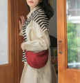 Moon Bag Solid Color Simple Canvas Dumpling One Shoulder Crossbody Messenger Bag For Women. 