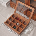 12 Grids Wooden Tea Bag Holder Sugar Packets Spice Pouches Storage Case Instant Coffee Bag Boxes with Clear Lid. 