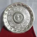 Silver Plated Astamangal Carved Pooja Thali. 