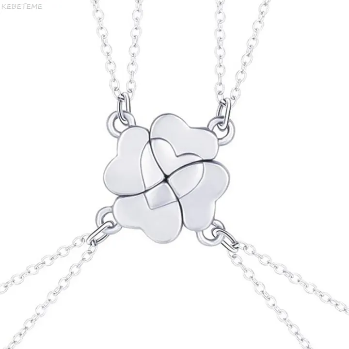 KEBETEME%20Friendship%20Necklace%20Magnetic%20Matching%20Four%20Leaf%20Clover%20Best%20Friend%20Necklace%20Gifts%20for%20Girls%20Women%20Magnet%20BFF%20Necklace%20for%204%20-%20Image%202
