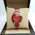 Combo Watch For Ladies | Ik Collection White & Red Stainless Steel Fashionable Quaart Watch |. 