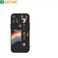 UCUC for Realme 9 Pro / OnePlus Nord CE 2 Lite 5G Back Cover With Wristband Rainbow Colorful Soft Silicone Phone Cases. 