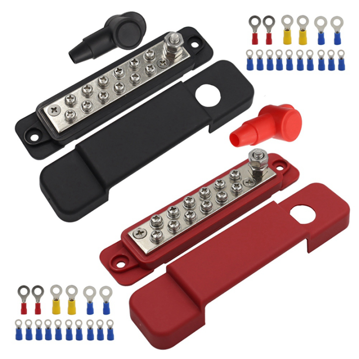 12 Terminal Distribution Block Bus Bar DC 48V 12P Wiring Bars Busbar ...